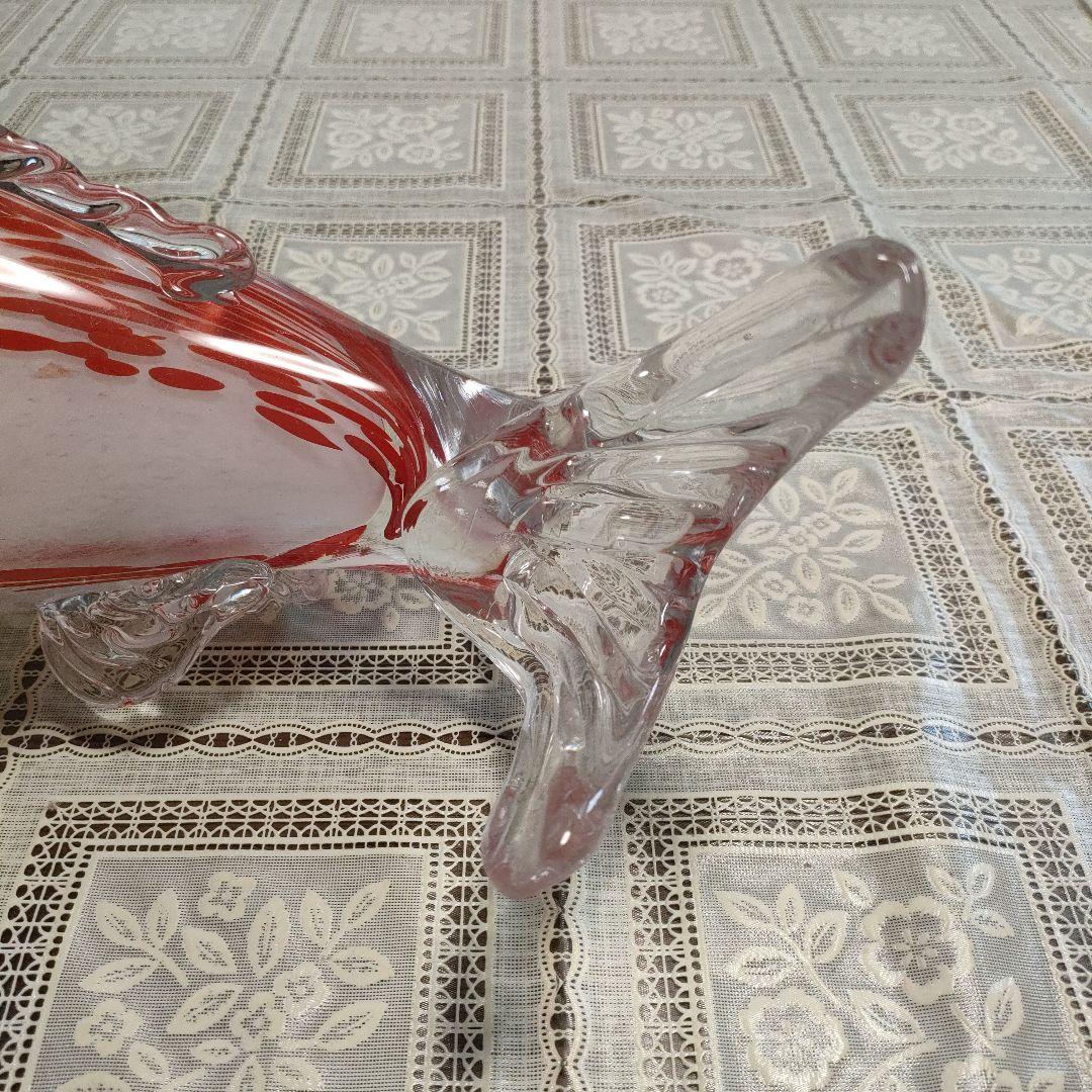 \"未使用\"　小樽北一硝子製『錦鯉』紅白