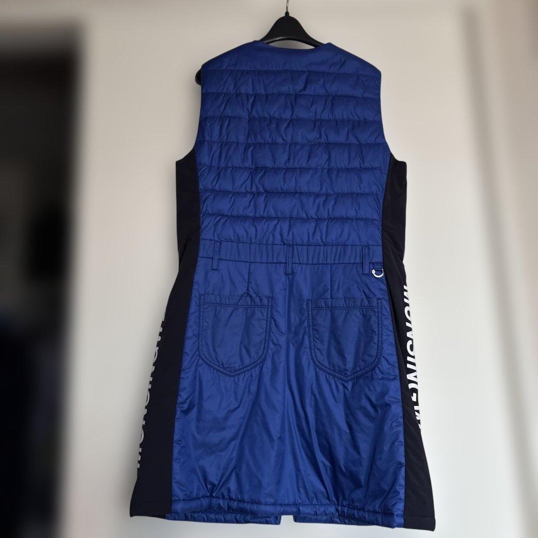 ネイビー 中綿入り ベスト レディース　ワンピース丈
