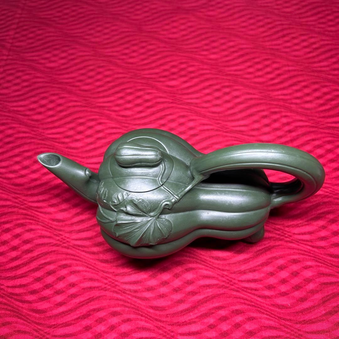 067 骨董品　朱泥南瓜急須　茶壶 　　高建芳製