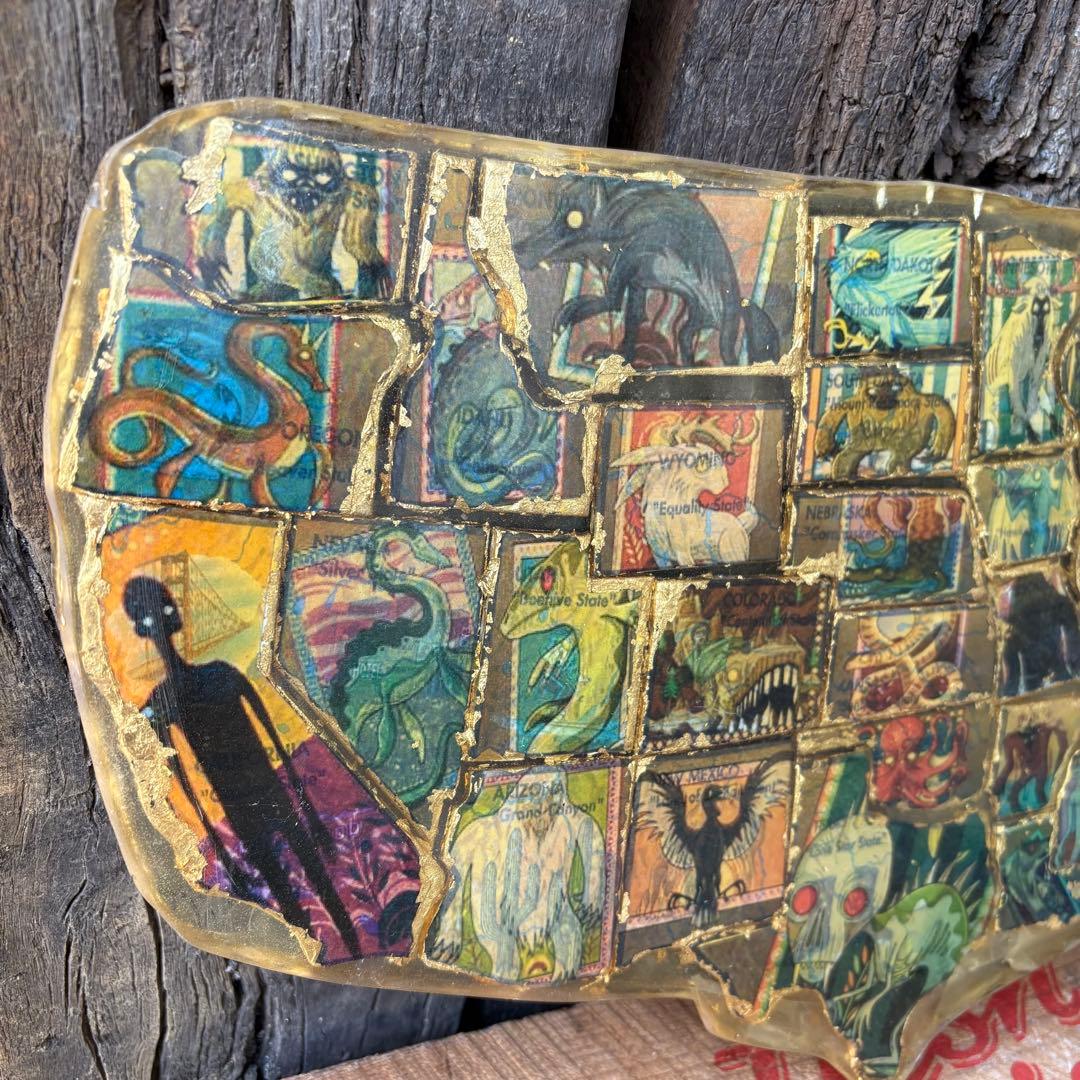 【1950s60s USA vintage】アメリカ 地図 州 アート オブジェ