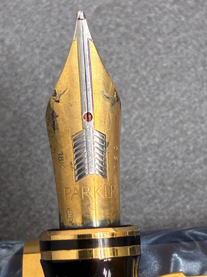 18ＫPARKER 青色と黒のマーブル模様 万年筆