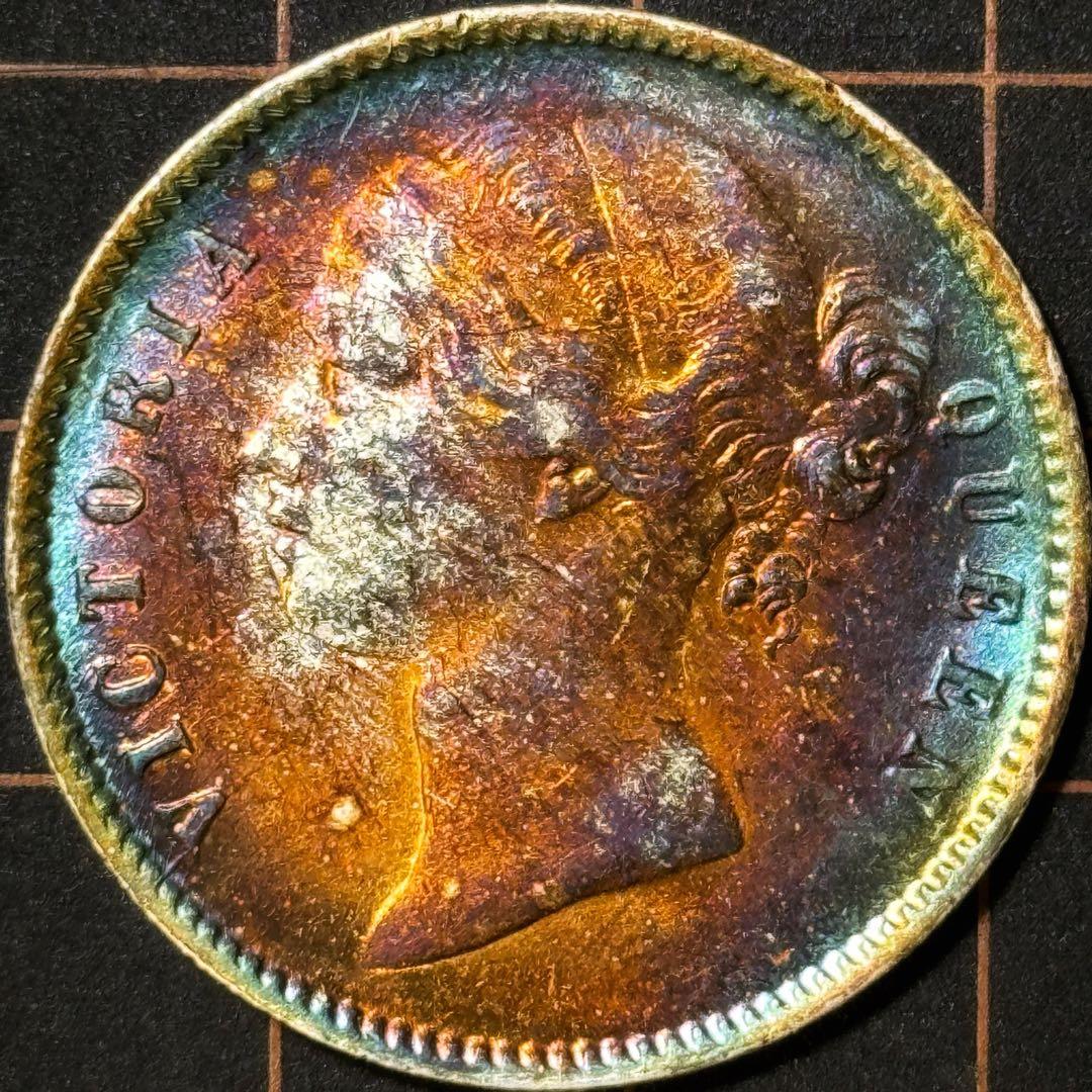 イギリス領インド 東インド会社 1840年 ビクトリア女王 1ルピー銀貨 未使用