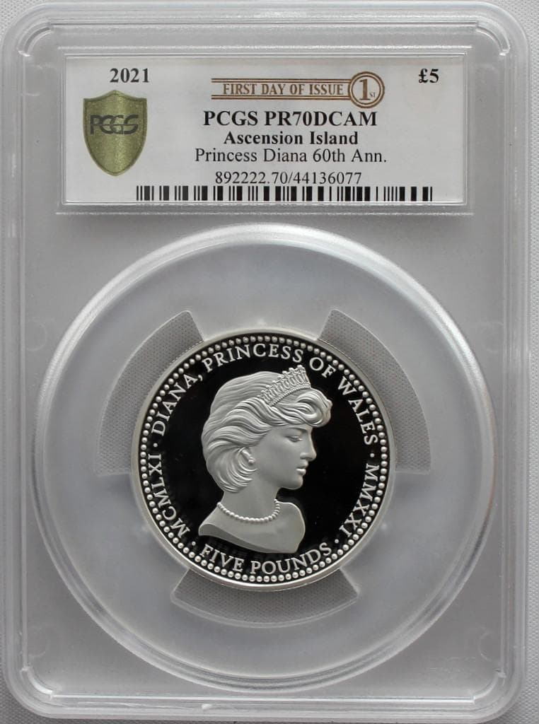 2021年アセンション島 ダイアナ妃生誕60周年2oz 銀貨 PCGS PR70