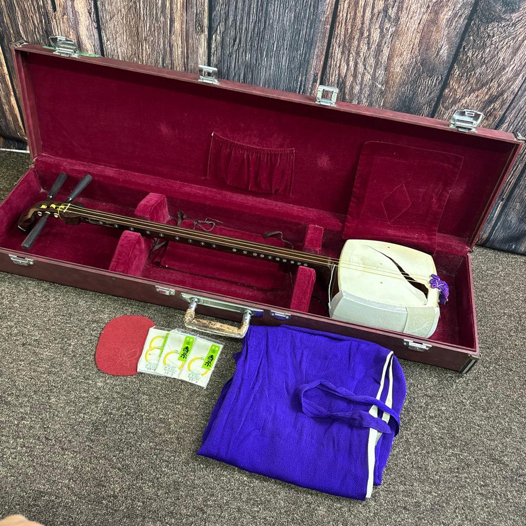 三味線本体 白色 シルバー 紫色 ケース付き