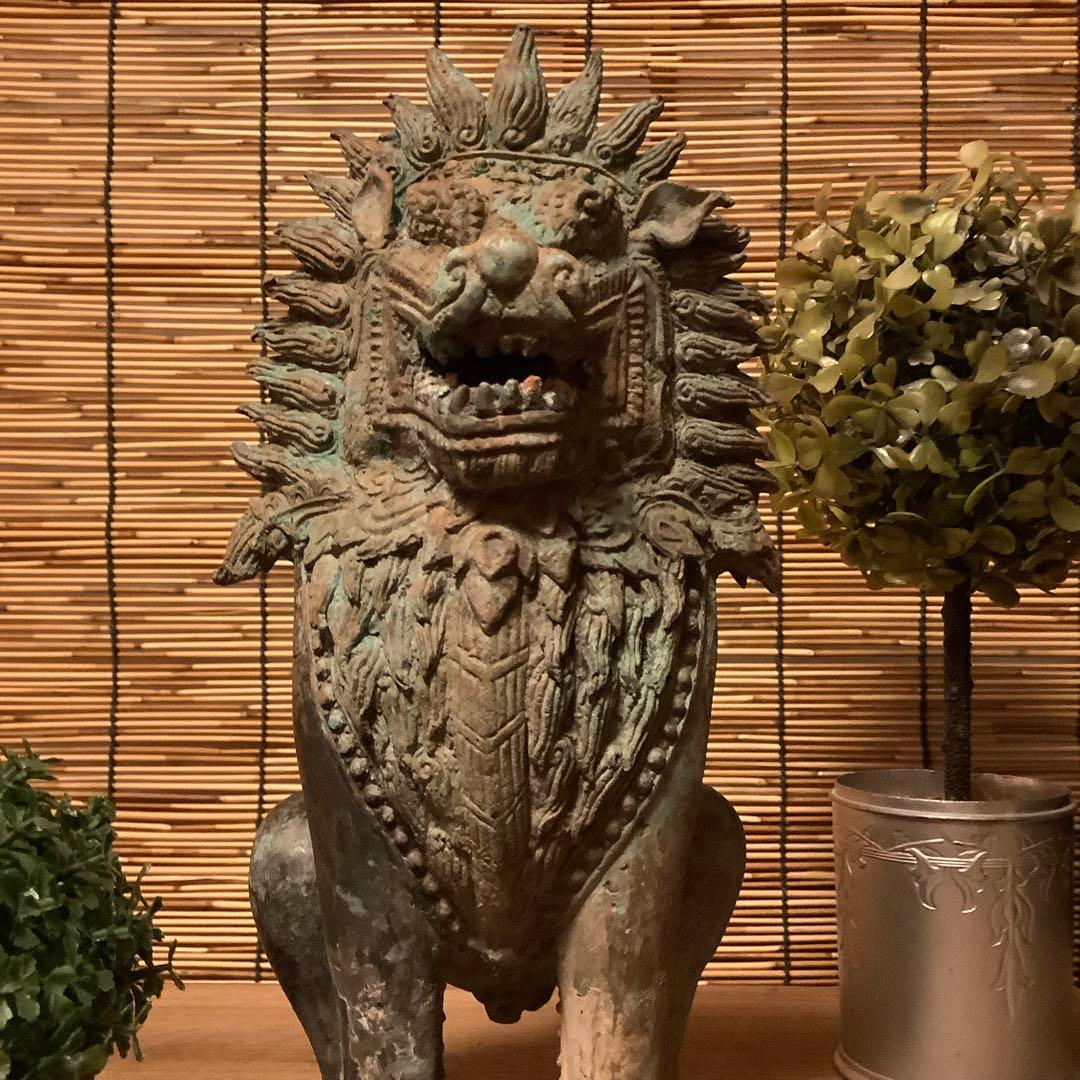 中国唐代「聖獣・唐獅子」神獣・霊獣・魔除け・守護・初唐様式・青銅・出土発掘