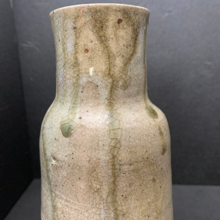 唐津焼　花入　花瓶　オブジェ　朝鮮唐津　唐津　流釉　時代　癒しグッズ