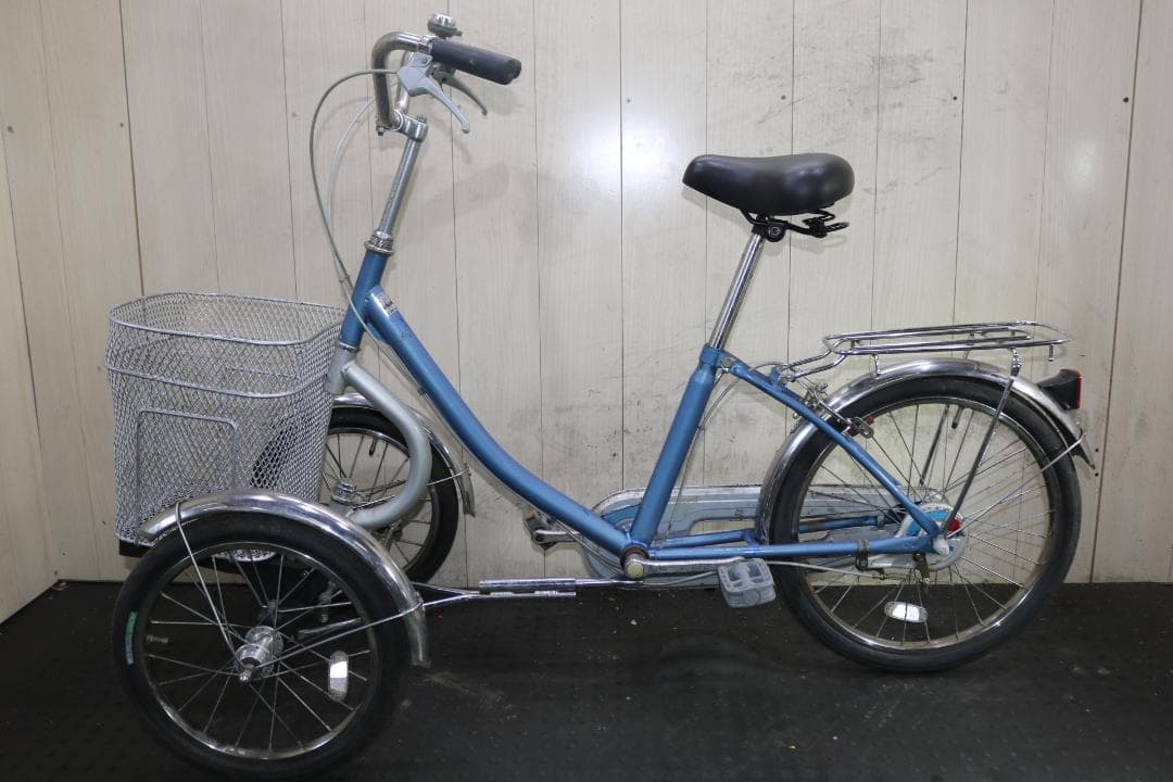 青い三輪シティサイクル 前カゴ付き