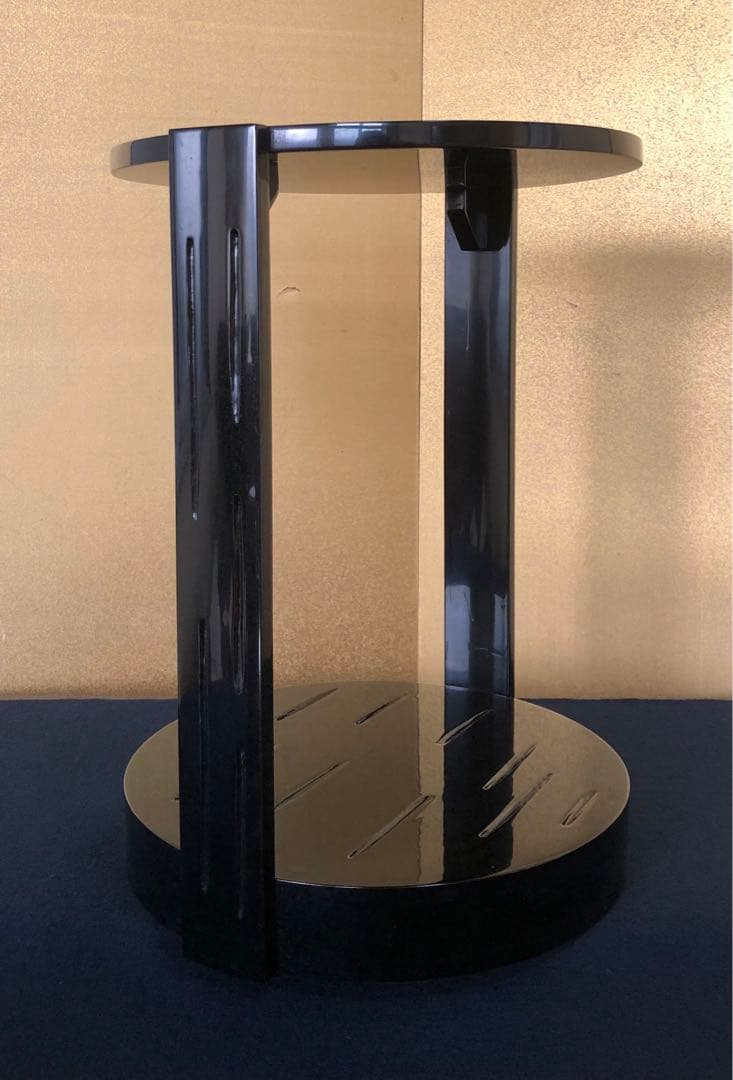 《R》茶道具 輪島塗 黒真塗 丸卓 光栄堂作 共箱　260109き2