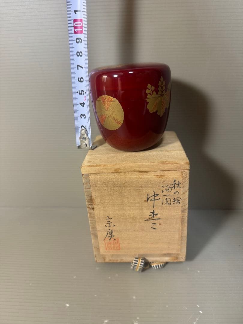 2483 【茶道具】道場宗廣作　秋の絵　中棗　未使用