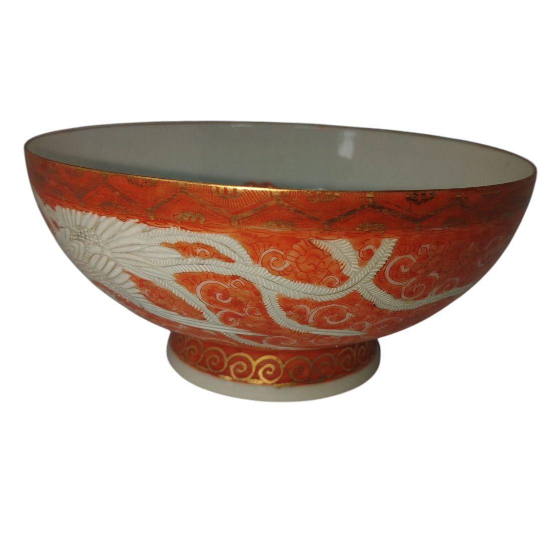 横浜　日光造 名工加藤湖三郎 金彩 卵殻手　 鳳凰唐草紋図鉢　明治美術　骨董品