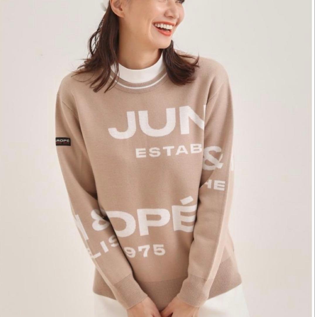 JUN&ROPE ロゴジャガードニット L ベージュ