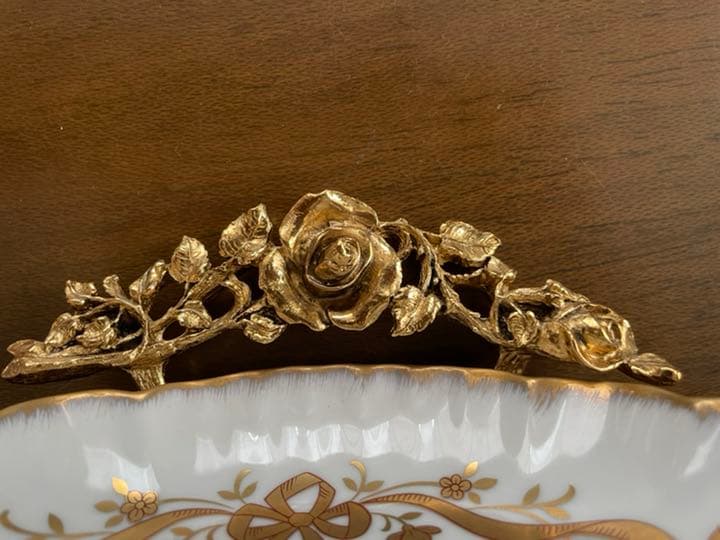 【アンティーク】マトソン　ゴールド　ローズ　ソープディッシュ