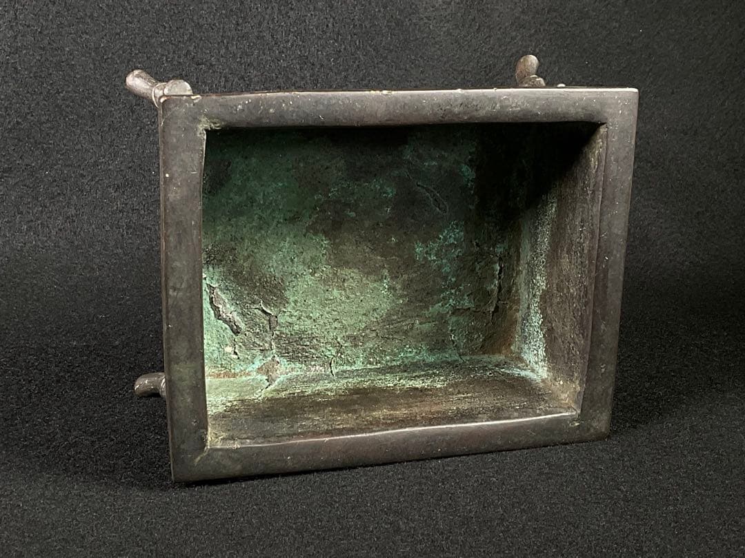 古銅　水盤　香炉　市川東玉斎造　蝶・蜘蛛・蜂他 虫づくし