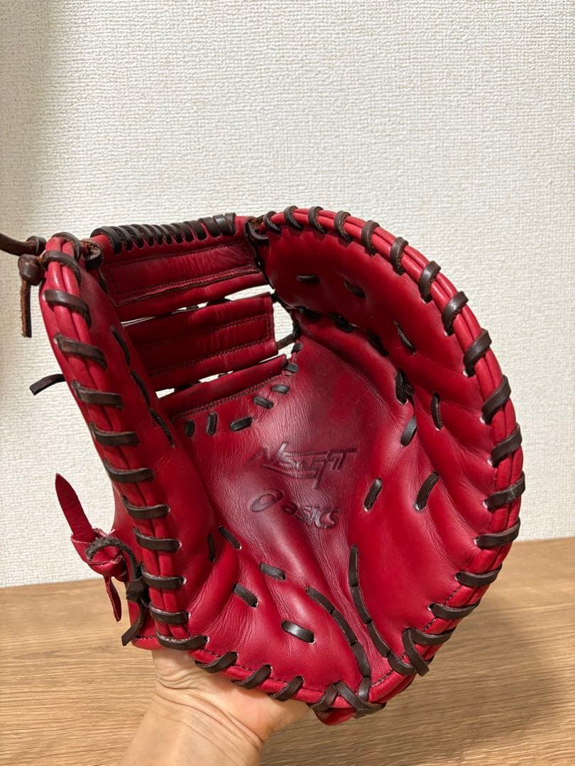 asics アシックス　ファーストミット　軟式グローブ レッド