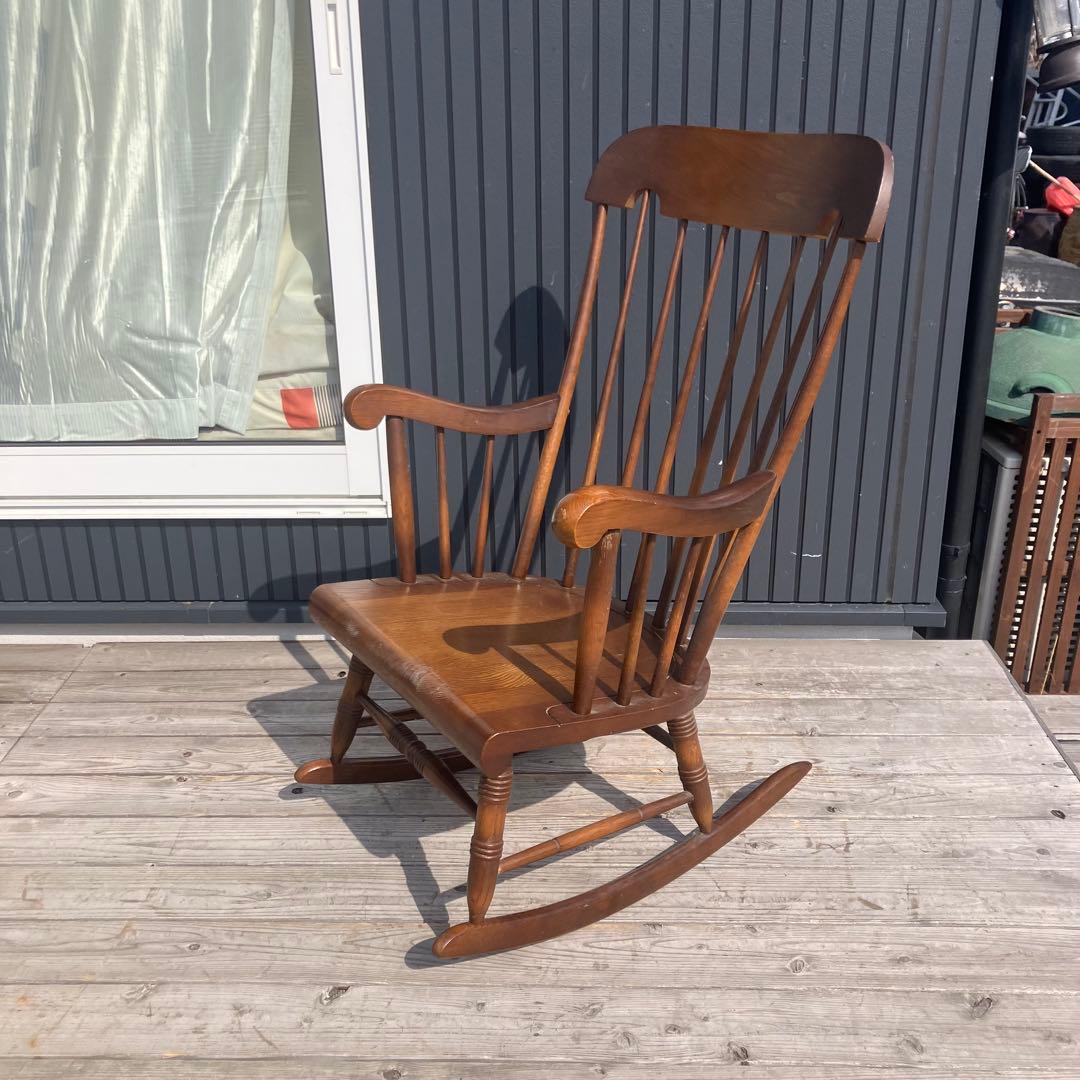 昭和レトロ 飛騨産業 キツツキ 木製 ロッキングチェア アームチェア 古家具