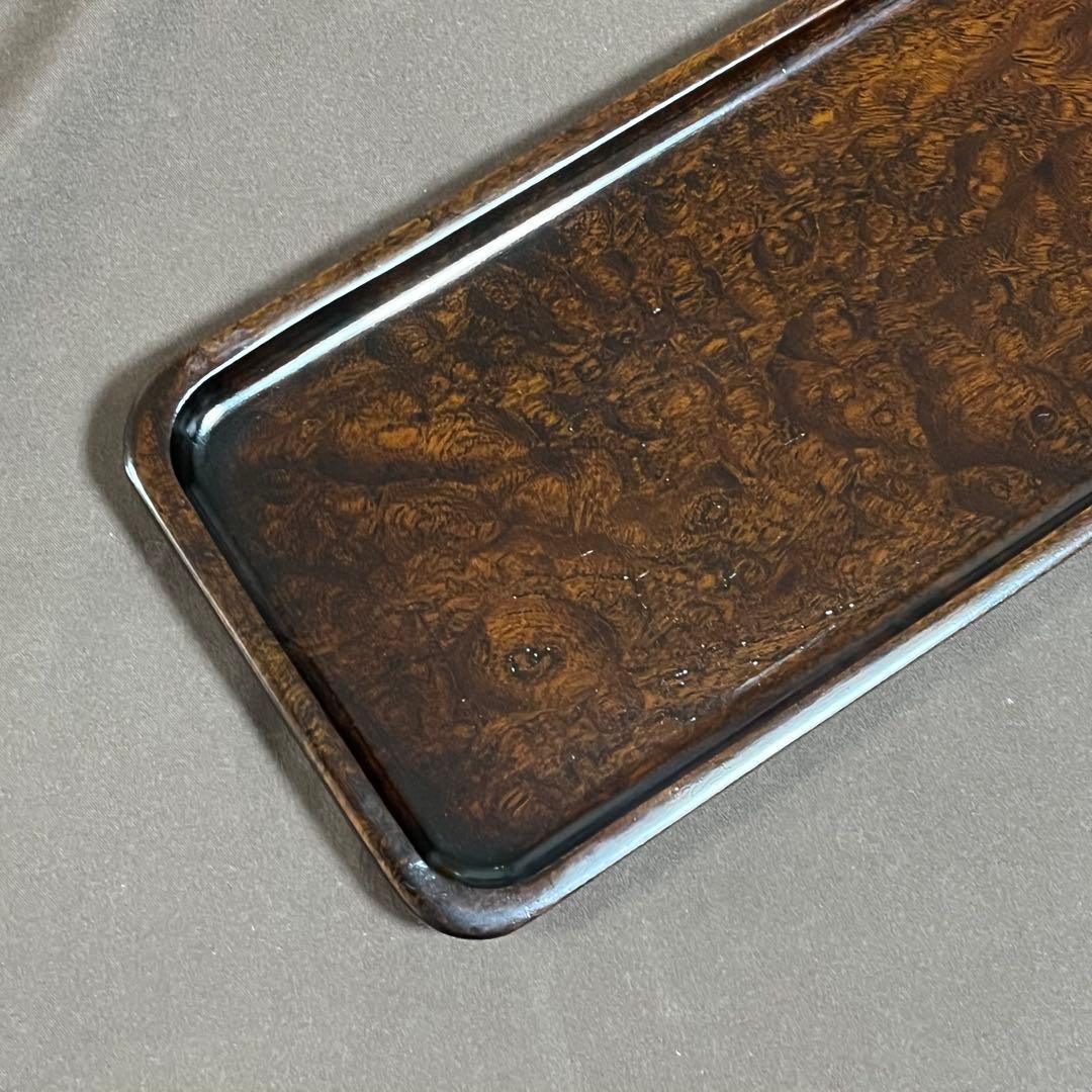 欅杢拭漆一文字盆　トレー　　366mm×118mm×16mm　 №9204