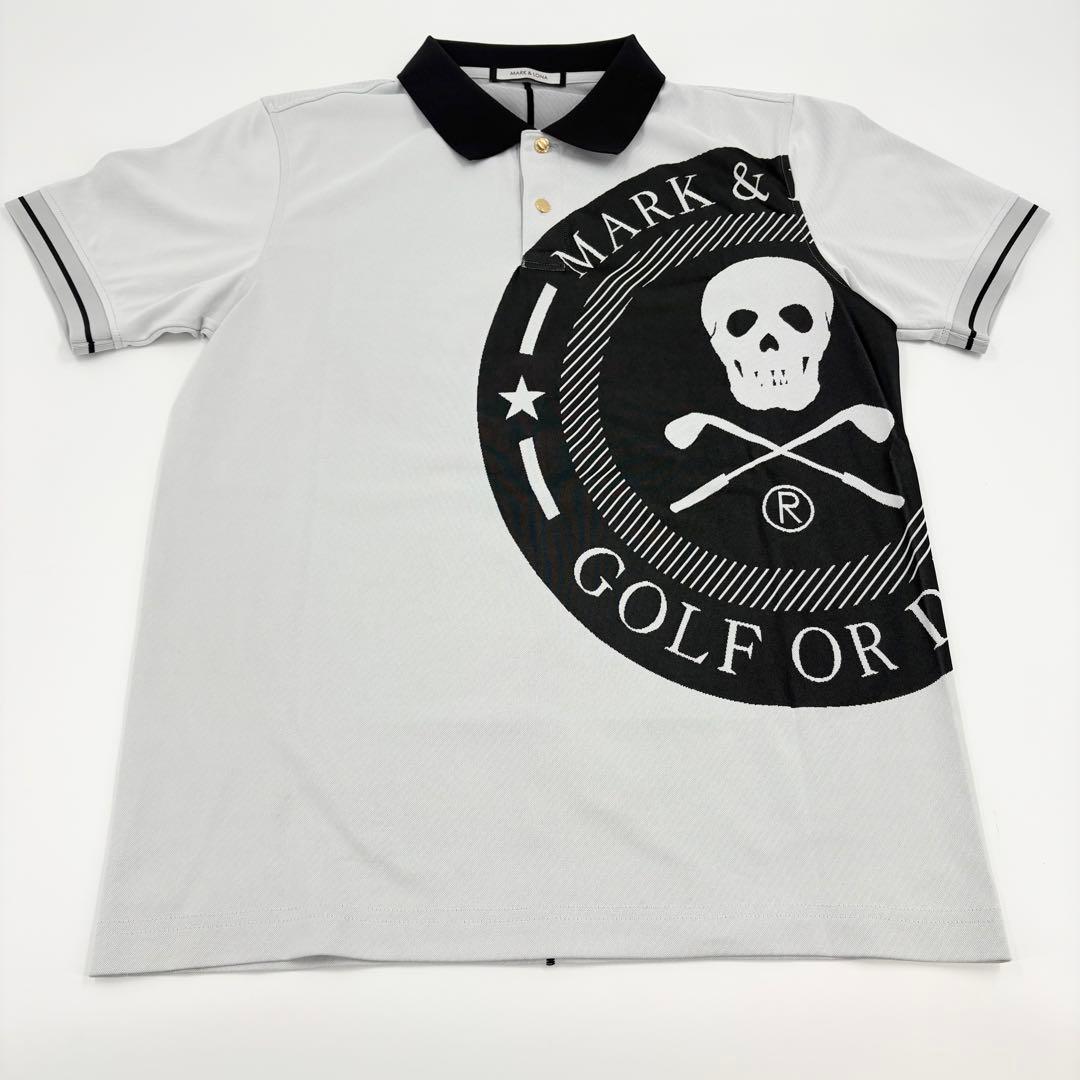 美品　マークアンドロナ 半袖 ポロシャツ スカル グレー　48(L相当) 703