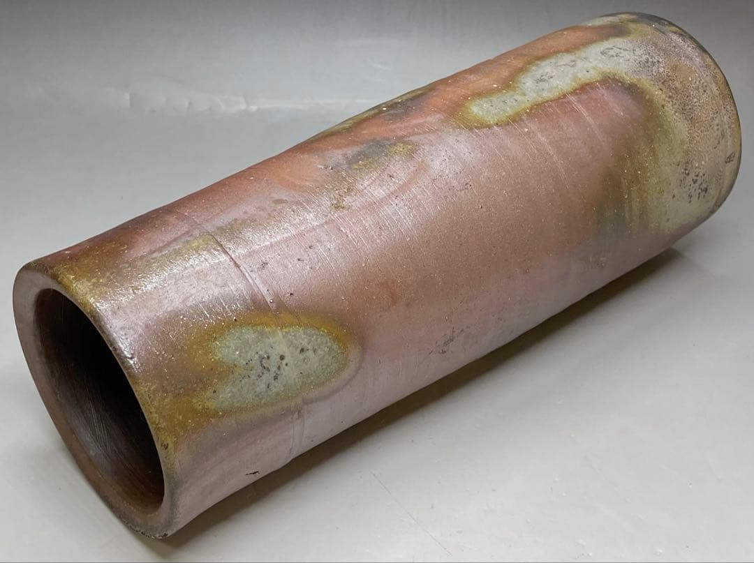 人間国宝　藤原雄　備前花入　平成元年　1月作　備前焼　共箱　共布　栞　S57