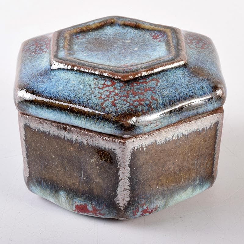 茶道具　河井貫次郎作　呉洲　八角盒子　香合　共箱　M　R8046