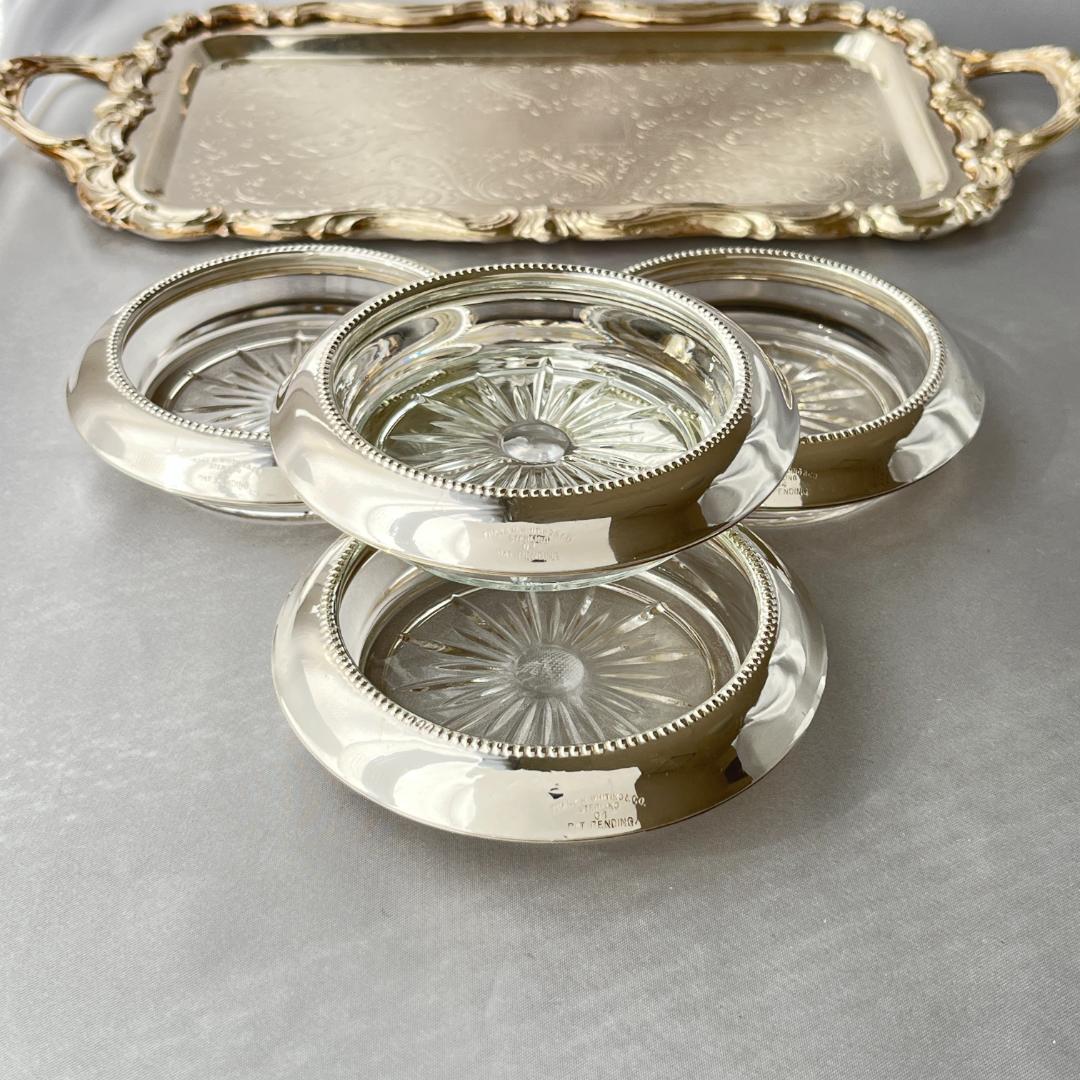 【Frank M. Whiting】 パール グラスコースター【純銀/ガラス】