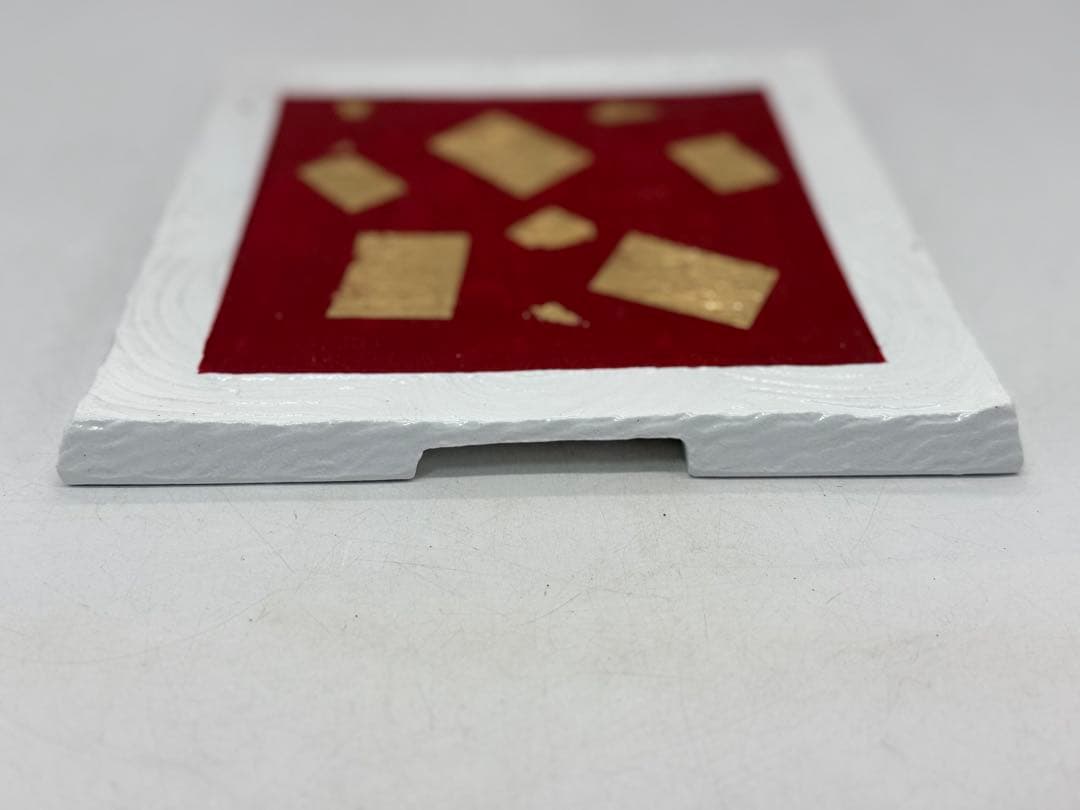 坂田甚内作　白釉金彩角皿　送料込み250606