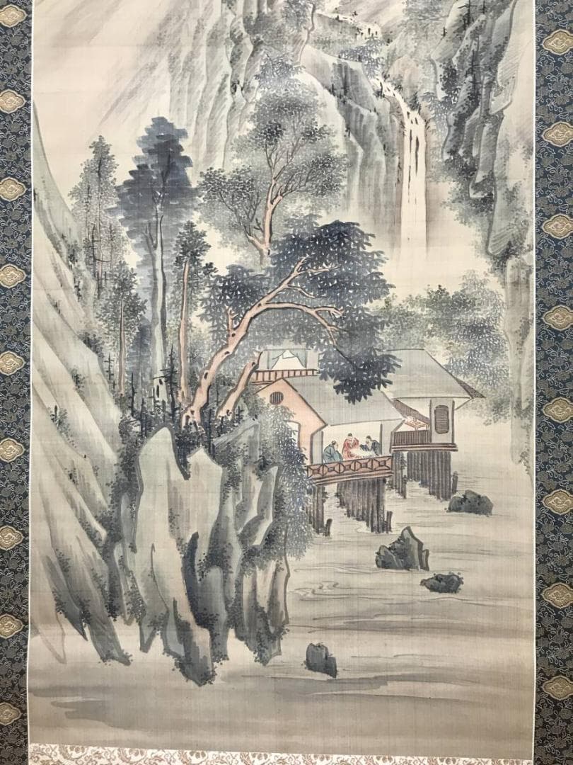 【真作】高久藹崖/山水人物図/山水図/掛軸/名家伝来/AB-963