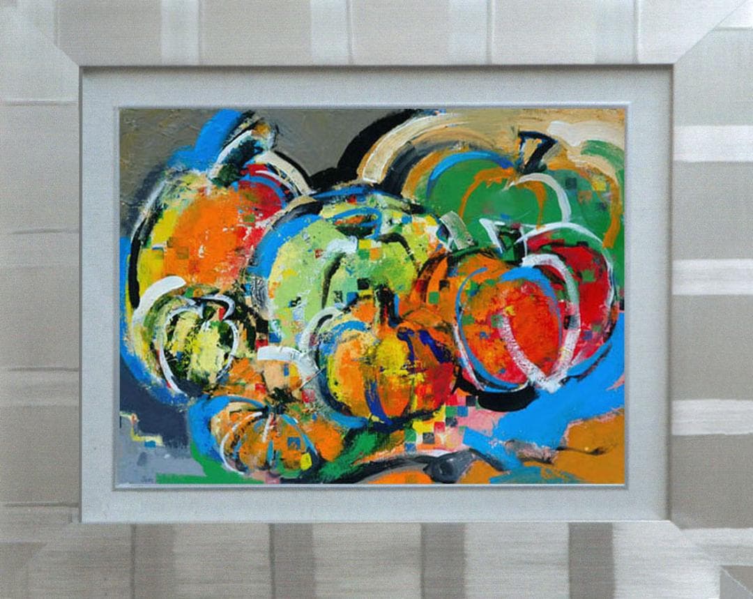 油絵 菅家令子 絵 絵画 インテリア uF6-061303 静物 かぼちゃ