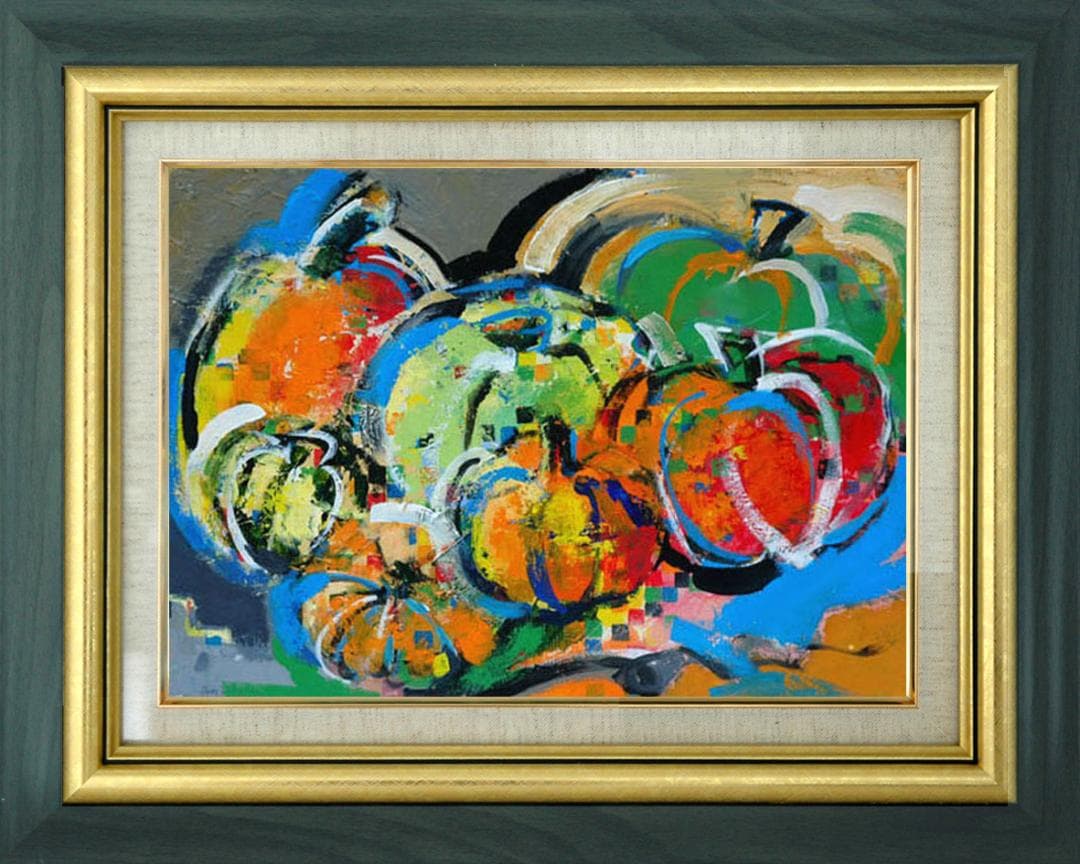 油絵 菅家令子 絵 絵画 インテリア uF6-061303 静物 かぼちゃ