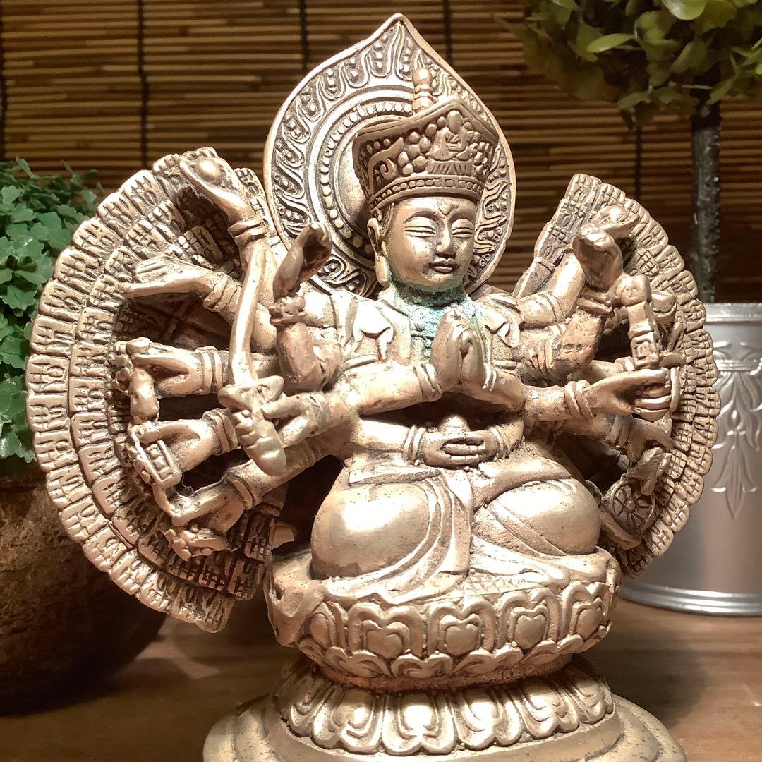 中国・明代「千手観自在菩薩」唐物・六観音一尊・心密言念誦儀軌経・千の御利益・白銅