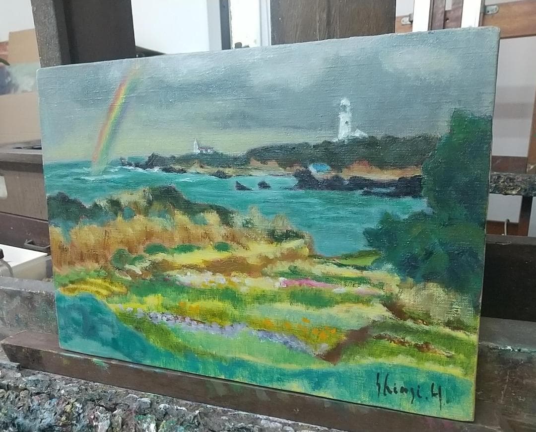 「雨後」房総白浜 絵画 F4 油彩画 油絵 絵画 風景画 アート