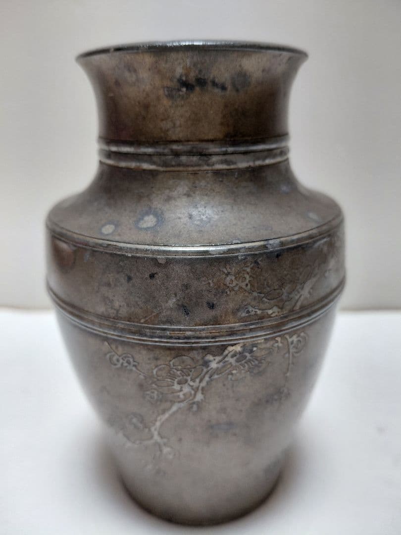 古錫　明治42年茶壺サツマ福永作　14センチ