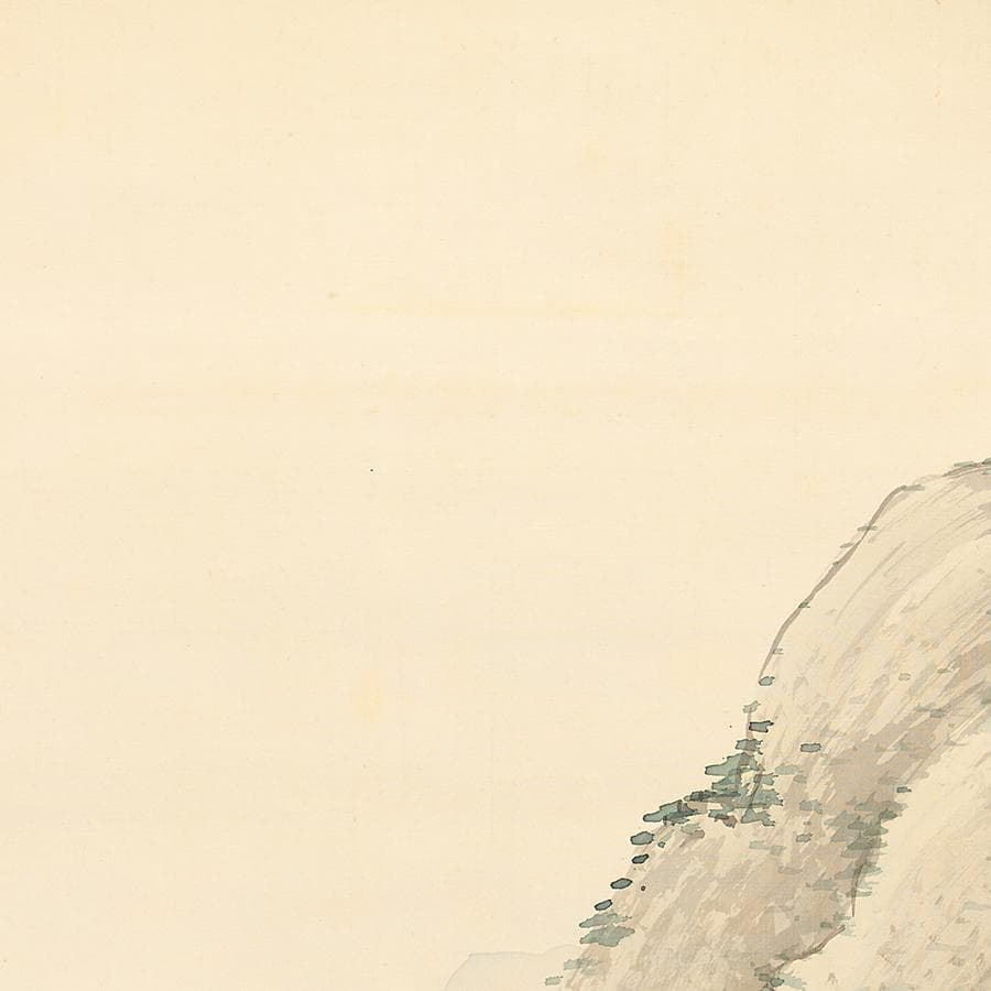 掛軸 小室翠雲 桐蔭避暑図 夏の山水風景人物図 掛軸 共箱 田崎草雲に学ぶ