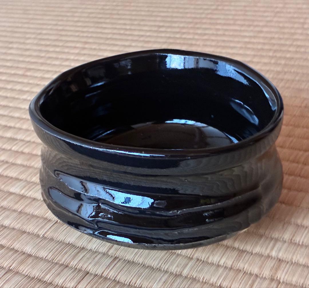茶道具『瀬戸黒 くつわ形茶碗 』16代 加藤作助 作