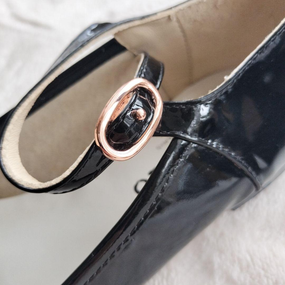 レペット　エナメル　フラットシューズ　ブラック　ベルト　サイズ38 ゴールド金具