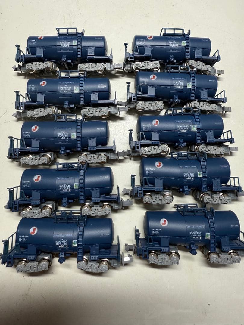 Bトレ　タキ1000 ブルー10両セット（走行台車Fに交換）