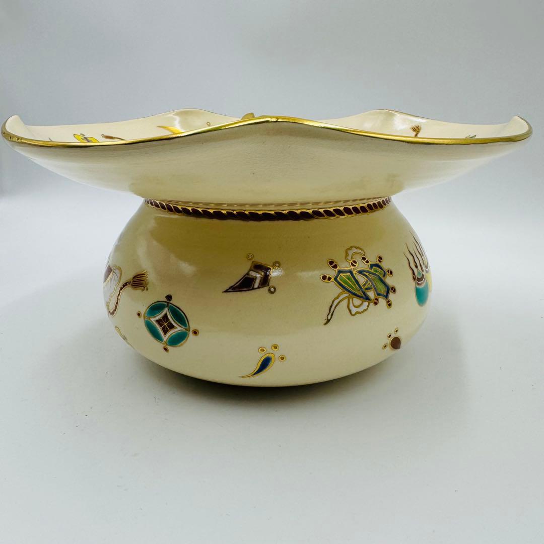 【桂山造　色絵宝蓋　袋形水指　茶道具　共箱】骨董　アンティーク　インテリア