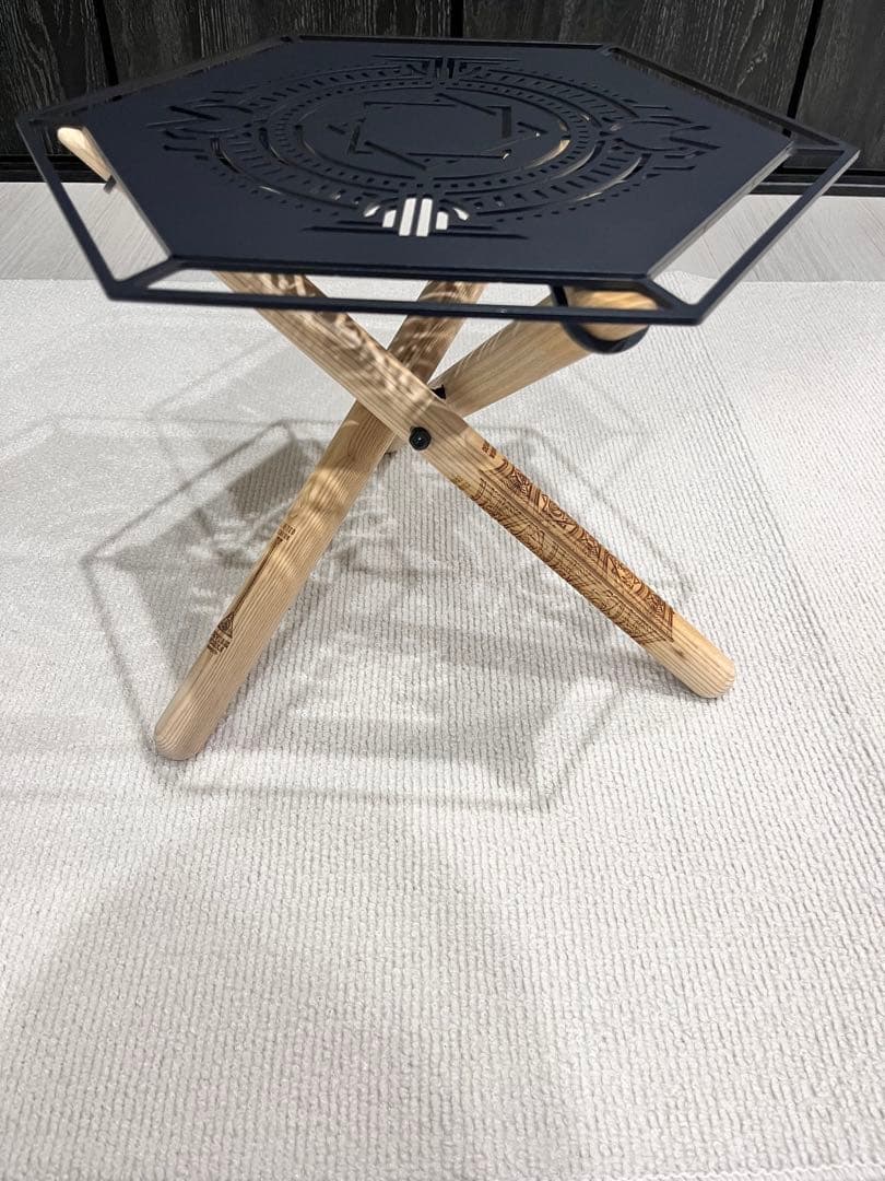 DEVISE WORKS 焚き火サイドスタンドLOW 六角天板タイプ