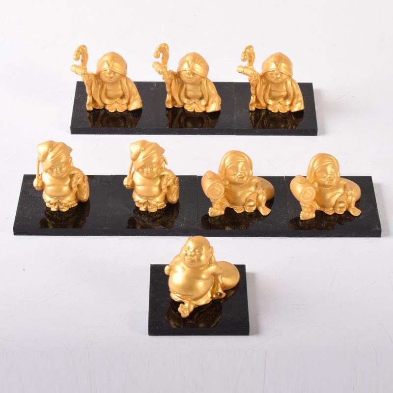 銅塗金　七福神　縁起物　置物　25体まとめて　ケース付　M　7306