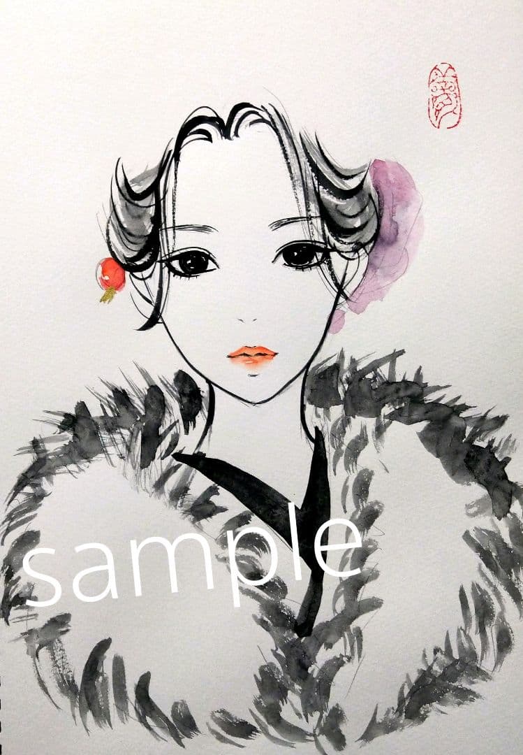 専用　絵画　ドローイング　水彩画　和装　美人画　手描きイラスト　オリジナル