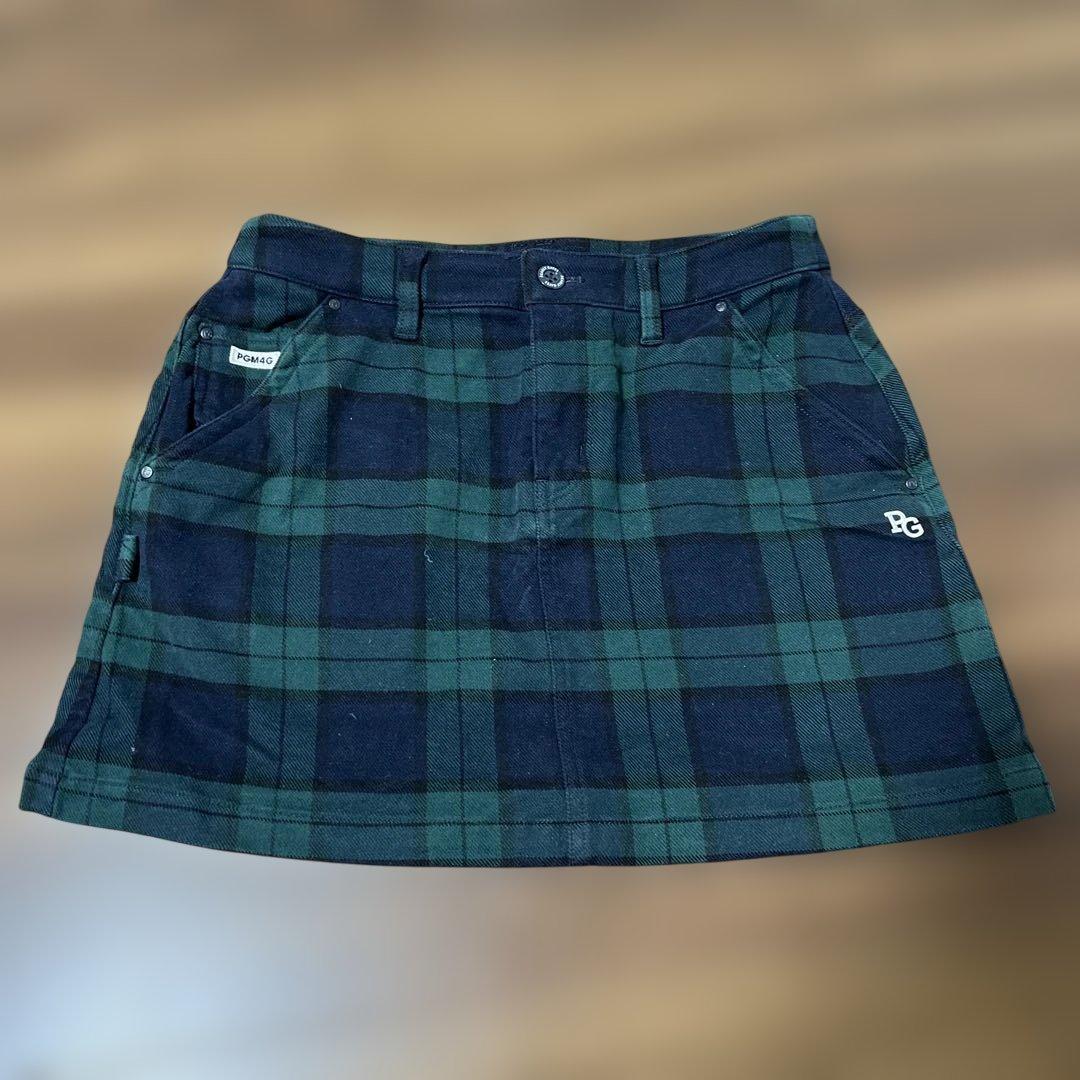 パーリーゲイツ　グリーンブラックチェック スカート