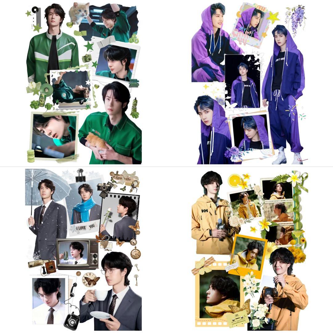 19×25cm 王一博 デザイン　転写耐油防水ステッカー　28枚