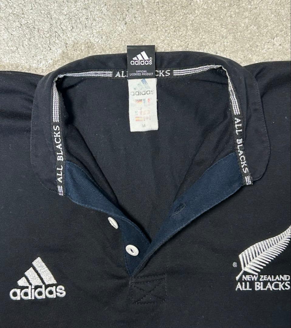 【美品】 adidas オールブラックス 正規ライセンス ラガーシャツ（M）