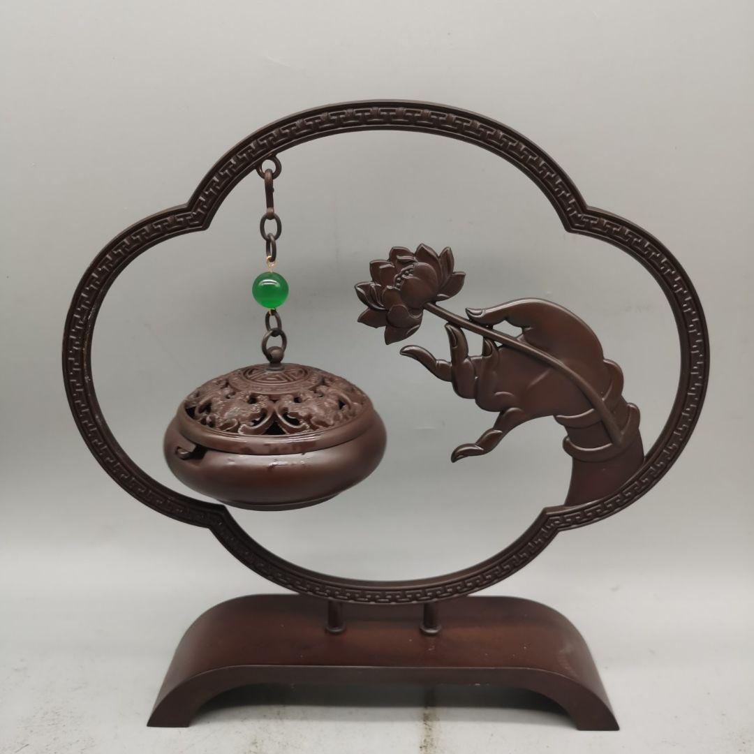 銅器 蓮華仏手薫香弔炉 香道具 書卓茶室 禅意装飾品 工芸品 置物
