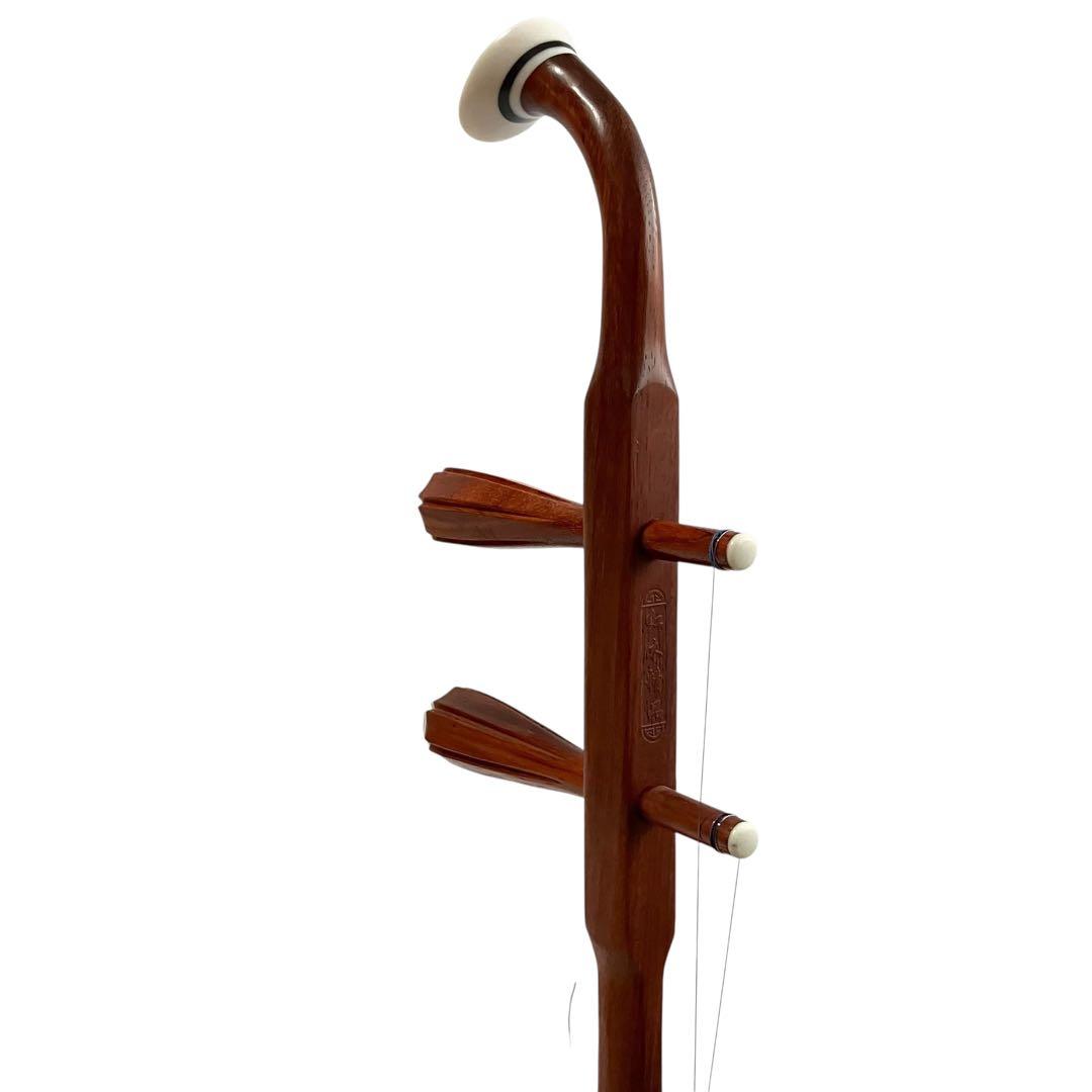 【未使用】蘇州二胡 紅木 胡弓 ヘビ皮 弦楽器 セミハードケース付き 二胡