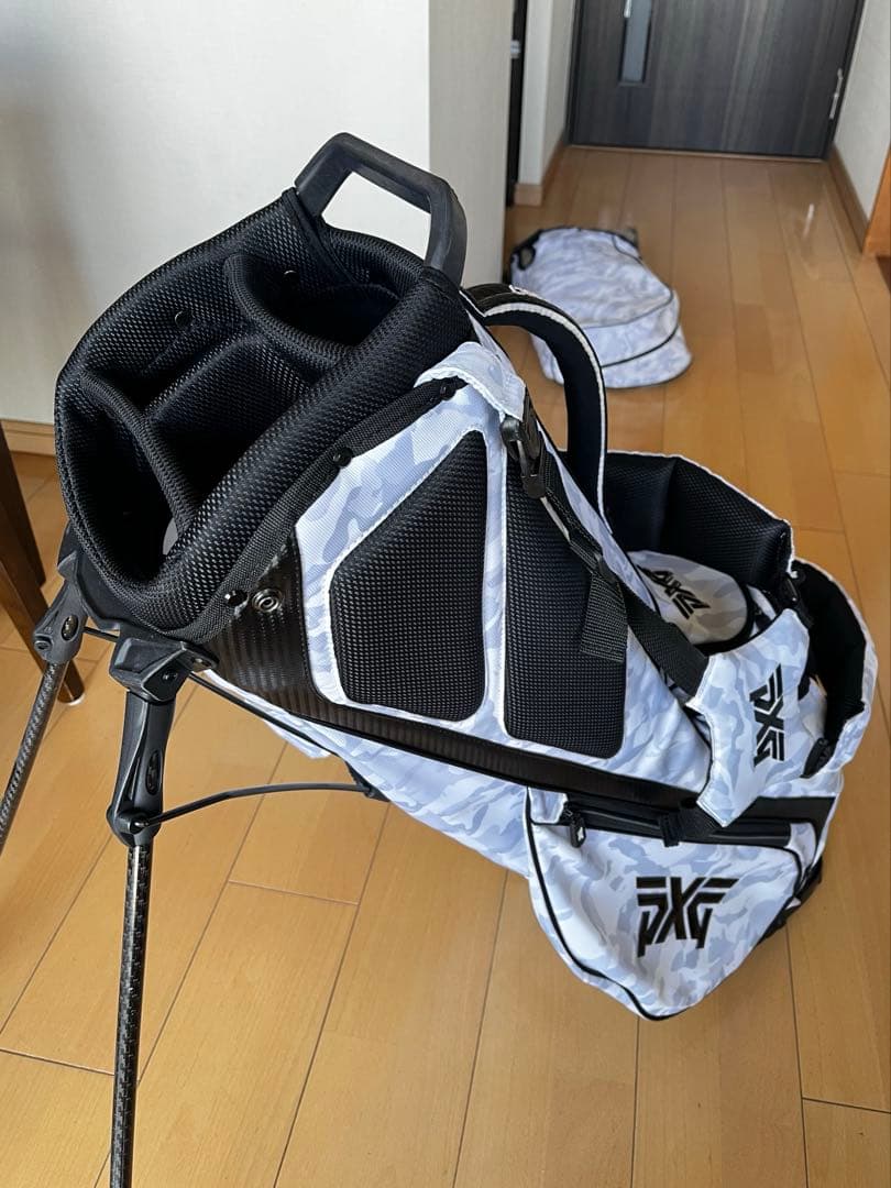 美品pxg スタンド型キャディバッグ　迷彩柄　カモフラ　ライトグレー　9型　軽量