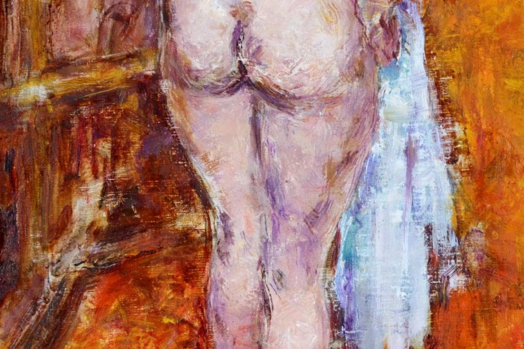 大島士一　真作保証 「鏡の前に立つ裸」 肉筆油彩M12号