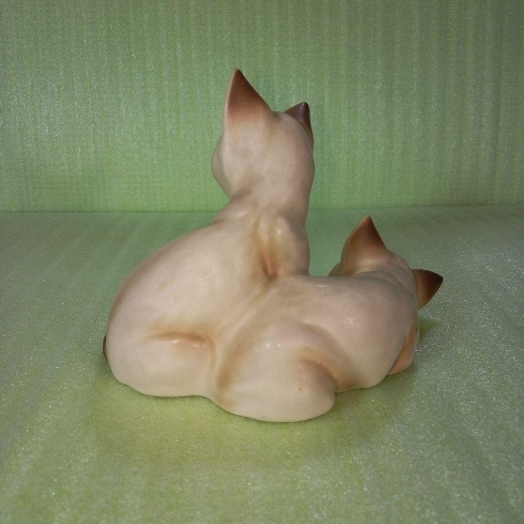 アンティークな猫の置物　仲良し　兄弟？　シャム猫？　ポインテッド？　レア　希少