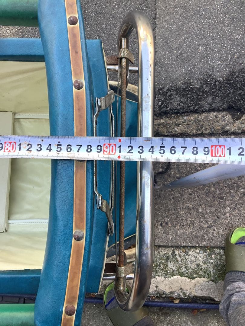 アンティーク 昭和レトロベビーカー ペットカー青とクリーム色