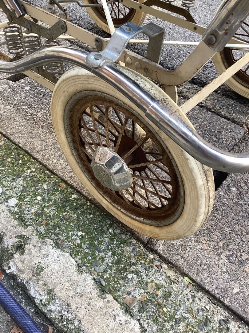 アンティーク 昭和レトロベビーカー ペットカー青とクリーム色