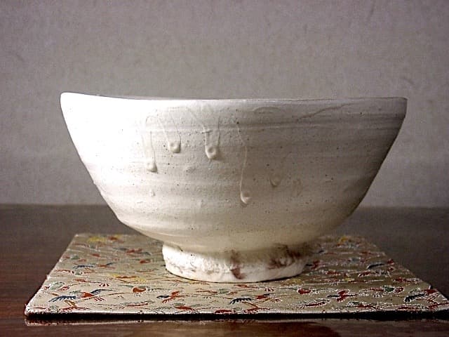 茨城・城里　松尾桃陽作　粉引　茶碗　無傷　共箱　保証。